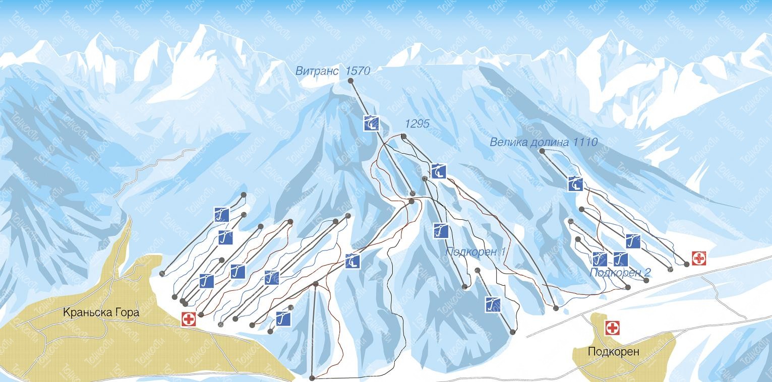 Краньска гора горнолыжный курорт схема